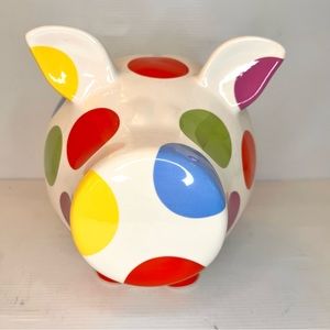SALT & PEPPER Polka Dotted Ceramic Piggy Bank